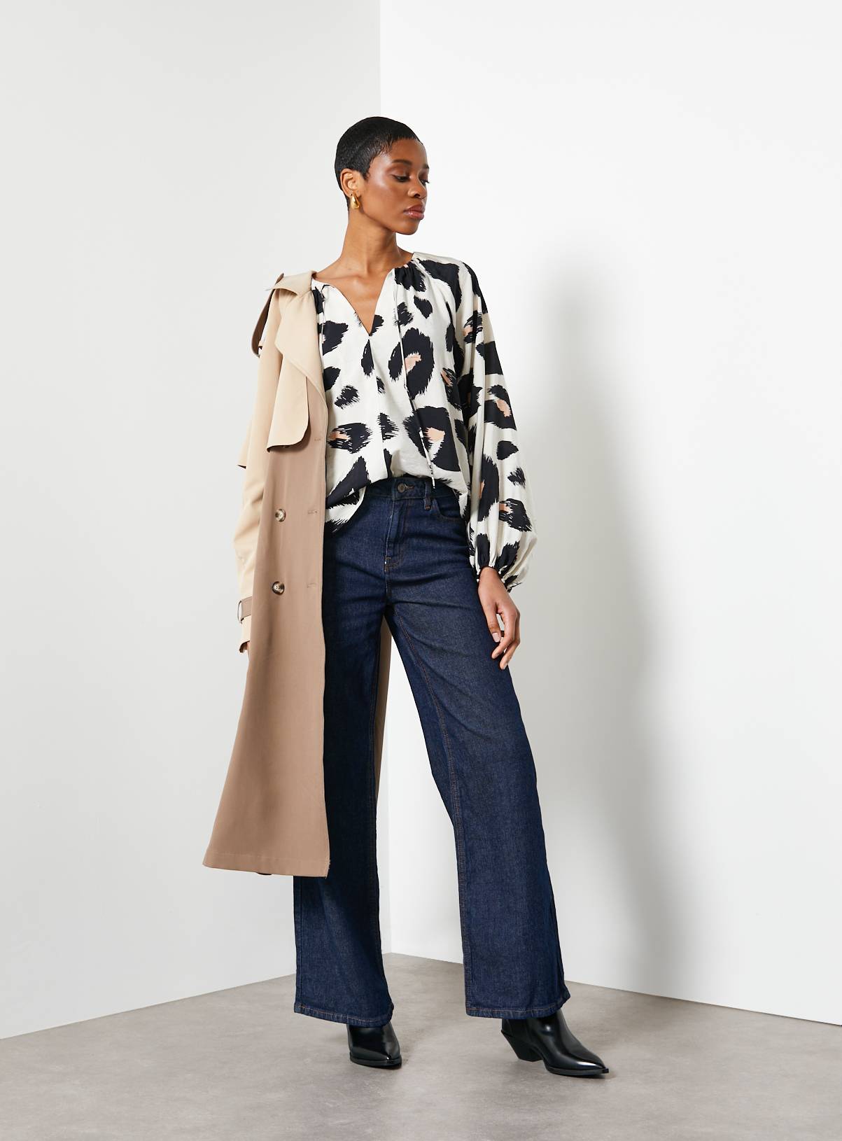 For All the Love Printed Tie Neck Volume Blouse 22 - Image 1
